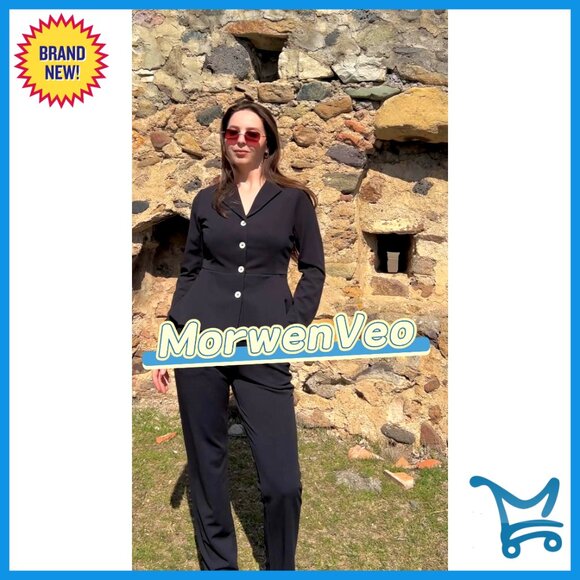 Women's Long Sleeve Blazer Pantsuit Set for Office Work Business Attire - Picture 6 of 7